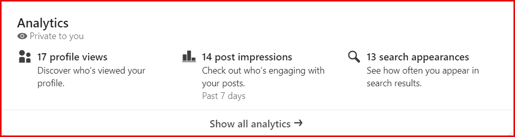 LinkedIn profile analytics dashboard example