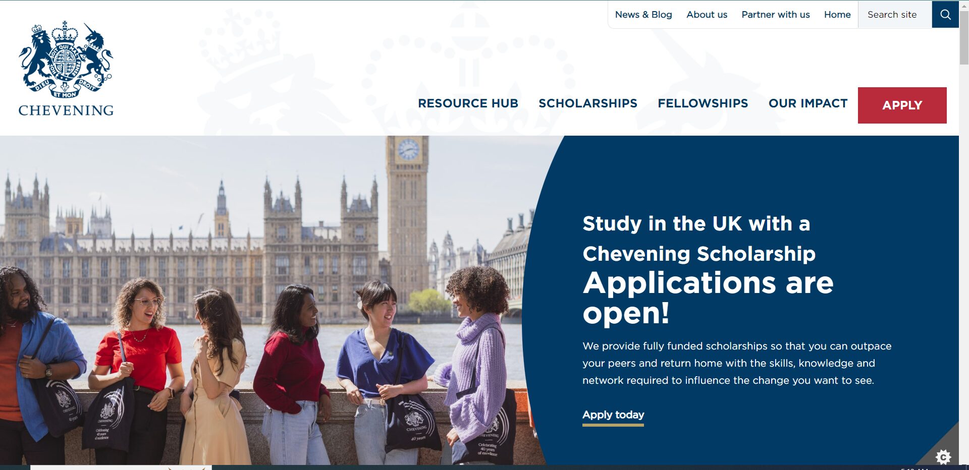 chevening scholarship website